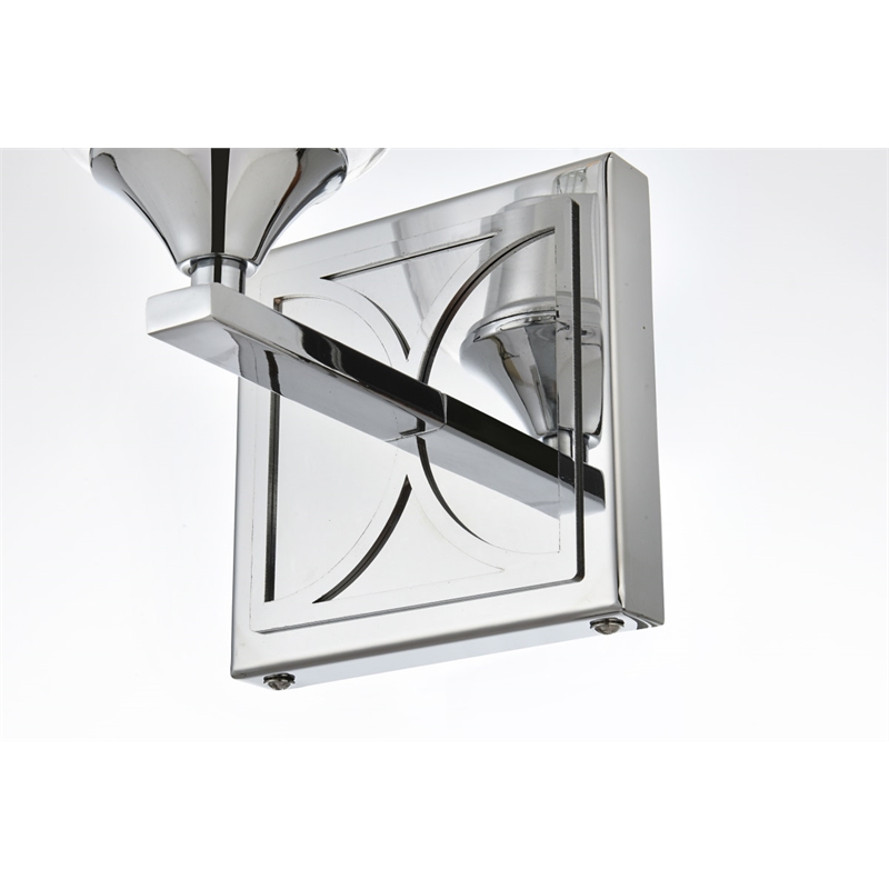 Living District Harris 1-Light Iron & Glass Bath Sconce in Chrome/Clear
