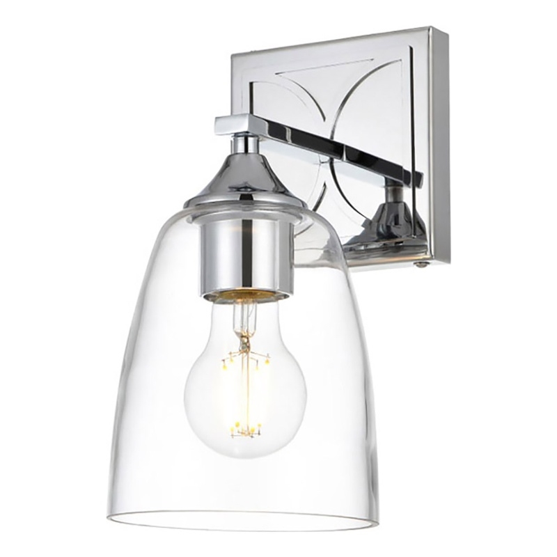 Living District Harris 1-Light Iron & Glass Bath Sconce in Chrome/Clear