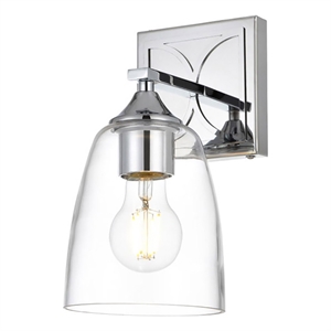Living District Harris 1-Light Iron & Glass Bath Sconce in Chrome/Clear