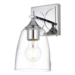 Living District Harris 1-Light Iron & Glass Bath Sconce in Chrome/Clear