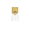 Living District Harris 1-Light Iron & Glass Bath Sconce in Brass/Clear