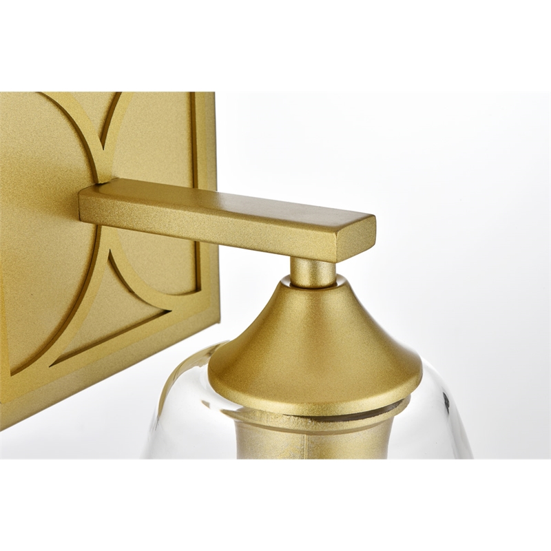 Living District Harris 1-Light Iron & Glass Bath Sconce in Brass/Clear
