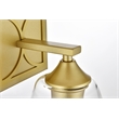 Living District Harris 1-Light Iron & Glass Bath Sconce in Brass/Clear
