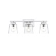 Living District Merrick 3-Light Iron & Glass Bath Sconce in Chrome/Clear
