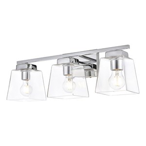 Living District Merrick 3-Light Iron & Glass Bath Sconce in Chrome/Clear