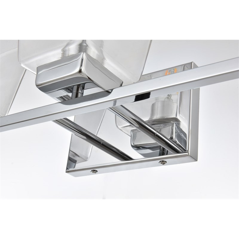 Living District Merrick 3-Light Iron & Glass Bath Sconce in Chrome/Clear