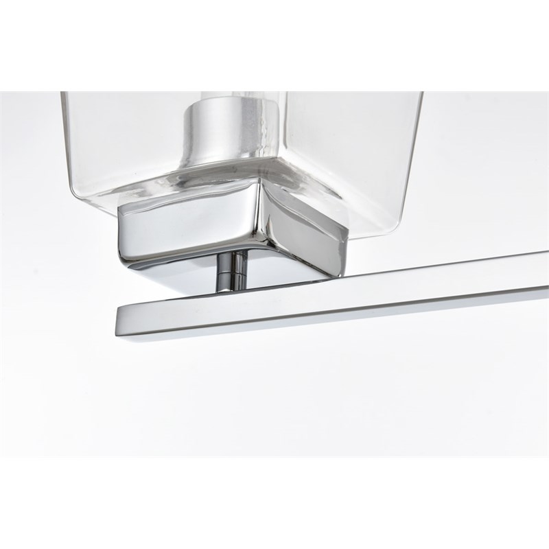 Living District Merrick 3-Light Iron & Glass Bath Sconce in Chrome/Clear