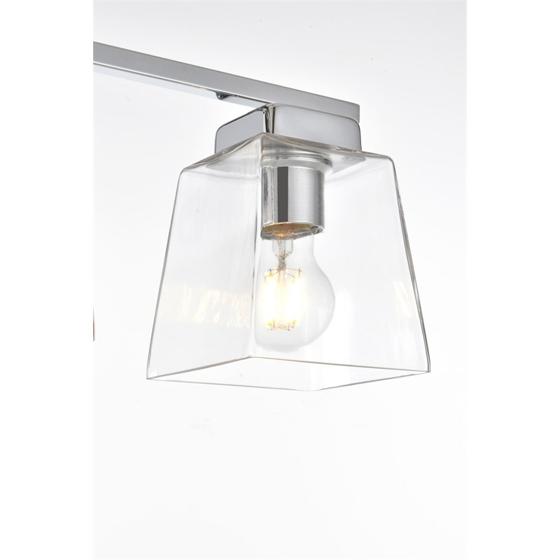 Living District Merrick 3-Light Iron & Glass Bath Sconce in Chrome/Clear