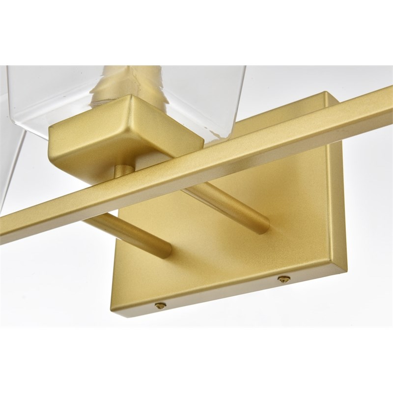 Living District Merrick 3-Light Iron & Glass Bath Sconce in Brass/Clear