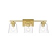 Living District Merrick 3-Light Iron & Glass Bath Sconce in Brass/Clear
