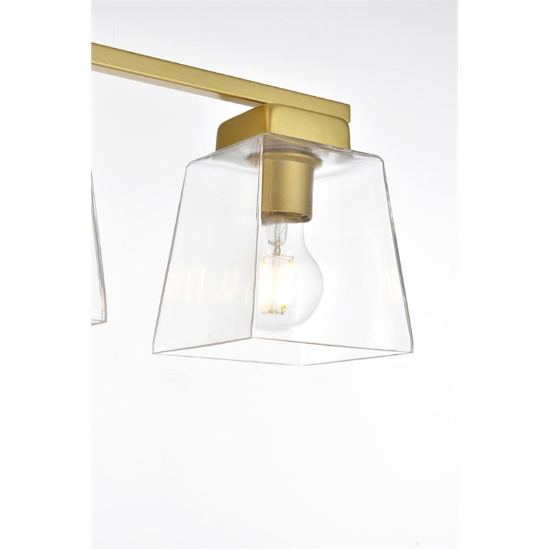 Living District Merrick 3-Light Iron & Glass Bath Sconce in Brass/Clear