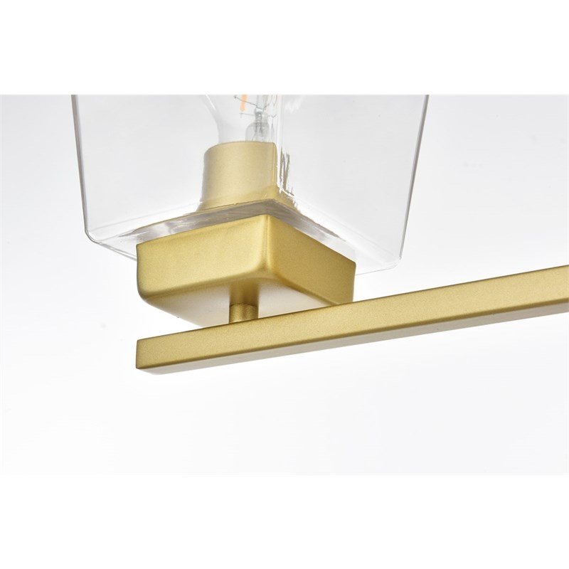 Living District Merrick 3-Light Iron & Glass Bath Sconce in Brass/Clear