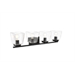 Living District Merrick 4-Light Iron & Glass Bath Sconce in Black/Clear