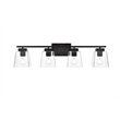 Living District Merrick 4-Light Iron & Glass Bath Sconce in Black/Clear