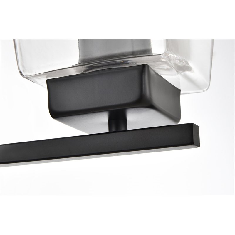 Living District Merrick 4-Light Iron & Glass Bath Sconce in Black/Clear