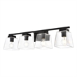 Living District Merrick 4-Light Iron & Glass Bath Sconce in Black/Clear