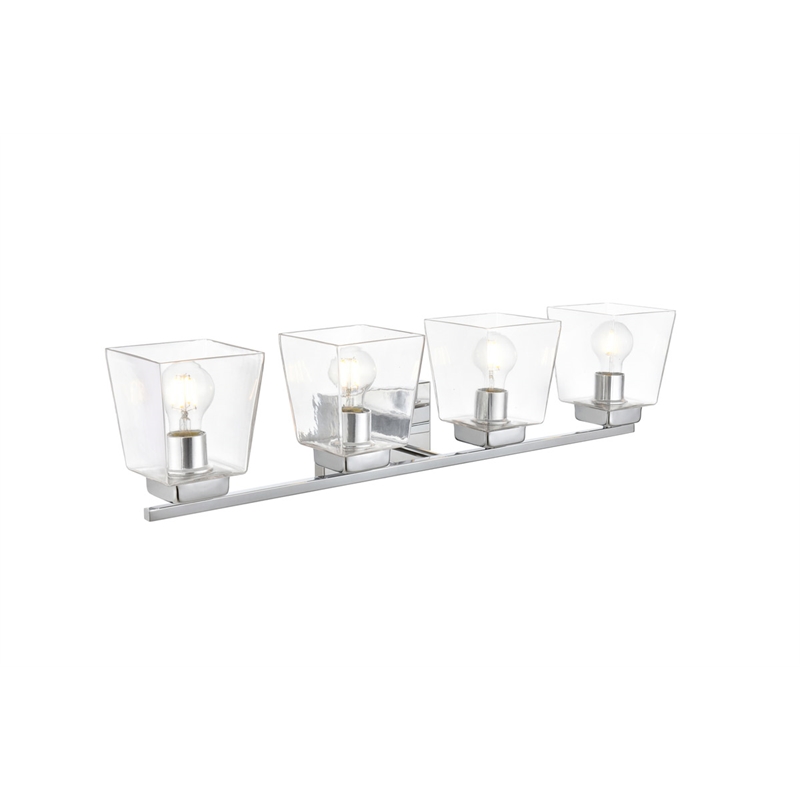 Living District Merrick 4-Light Iron & Glass Bath Sconce in Chrome/Clear