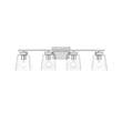 Living District Merrick 4-Light Iron & Glass Bath Sconce in Chrome/Clear