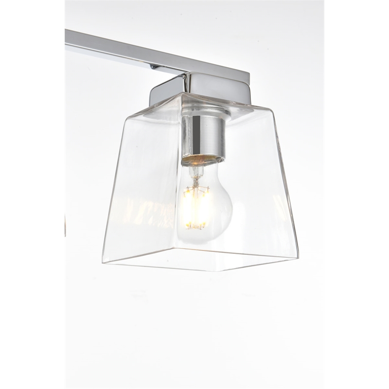 Living District Merrick 4-Light Iron & Glass Bath Sconce in Chrome/Clear