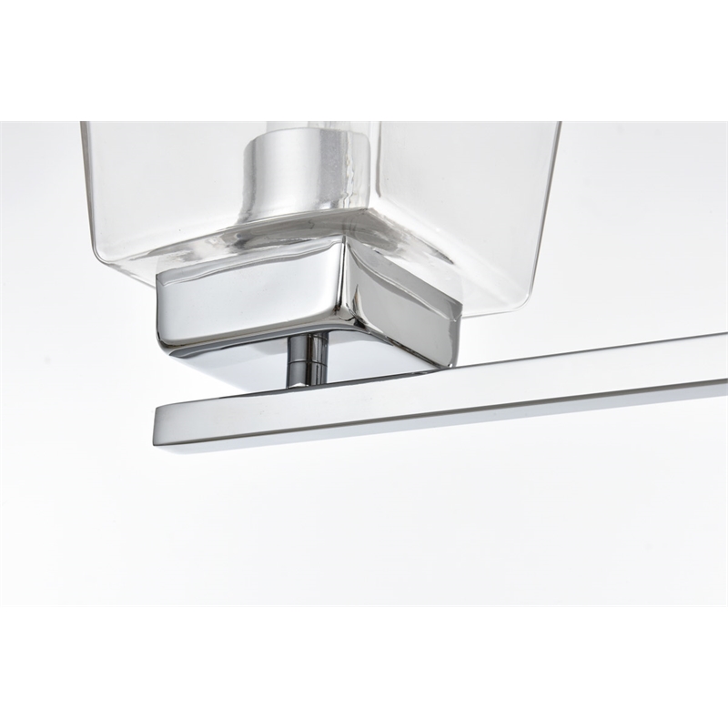Living District Merrick 4-Light Iron & Glass Bath Sconce in Chrome/Clear