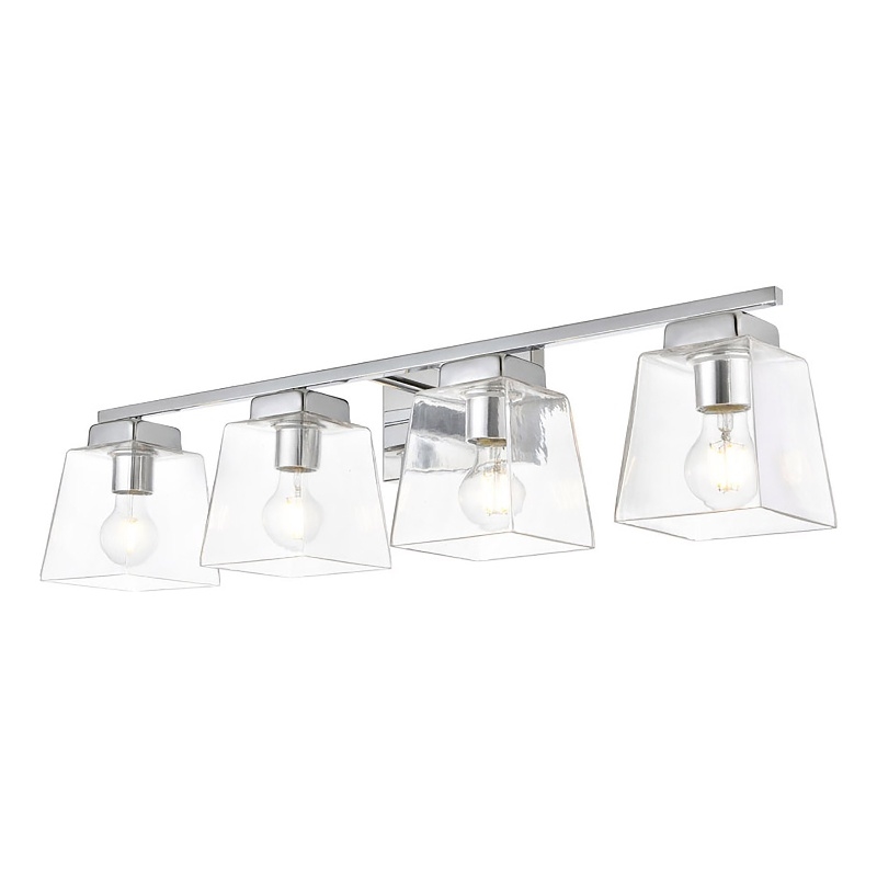 Living District Merrick 4-Light Iron & Glass Bath Sconce in Chrome/Clear