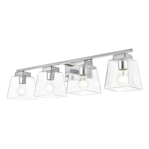 Living District Merrick 4-Light Iron & Glass Bath Sconce in Chrome/Clear