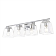 Living District Merrick 4-Light Iron & Glass Bath Sconce in Chrome/Clear