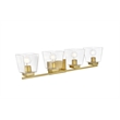 Living District Merrick 4-Light Iron & Glass Bath Sconce in Brass/Clear