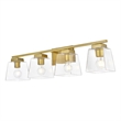 Living District Merrick 4-Light Iron & Glass Bath Sconce in Brass/Clear