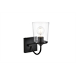Living District Avani 1-Light Iron & Glass Bath Sconce in Black & Clear