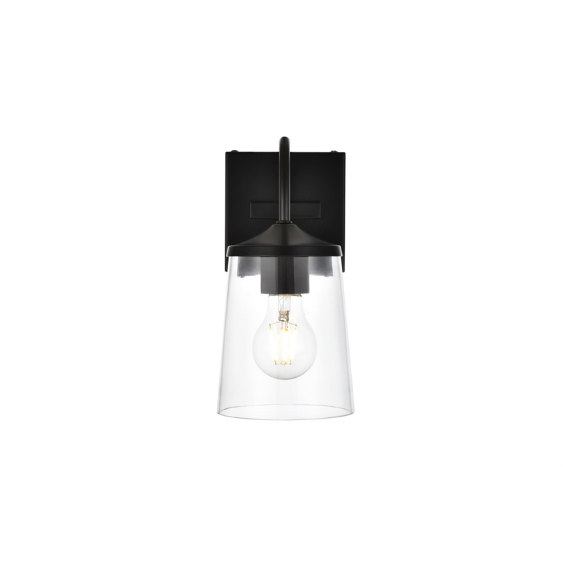 Living District Avani 1-Light Iron & Glass Bath Sconce in Black & Clear