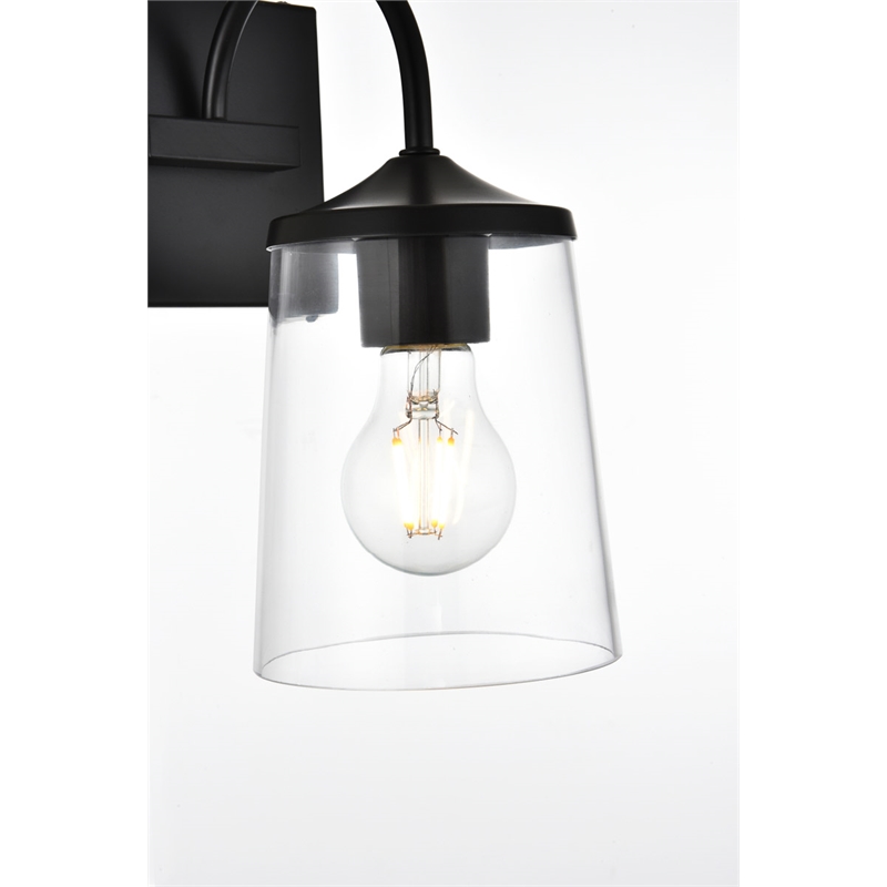 Living District Avani 1-Light Iron & Glass Bath Sconce in Black & Clear