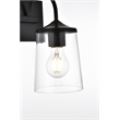 Living District Avani 1-Light Iron & Glass Bath Sconce in Black & Clear