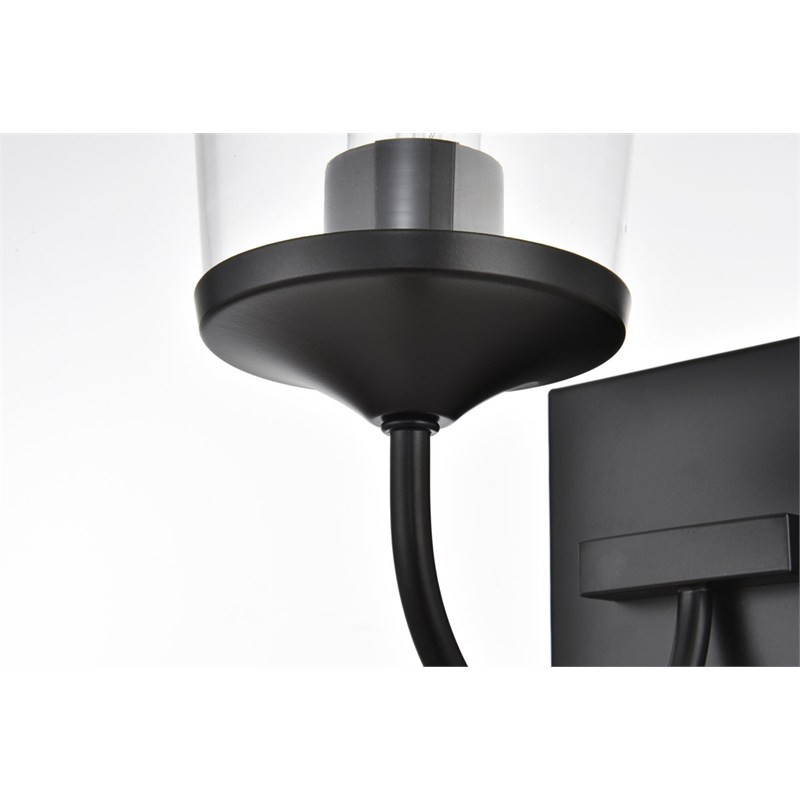 Living District Avani 1-Light Iron & Glass Bath Sconce in Black & Clear