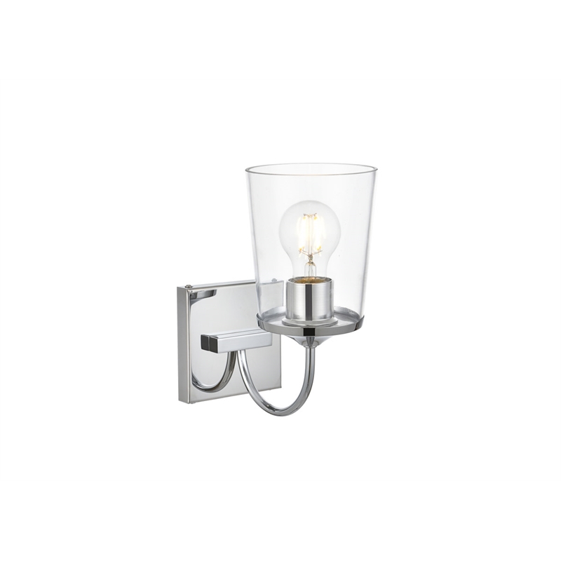 Living District Avani 1-Light Iron & Glass Bath Sconce in Chrome and Clear