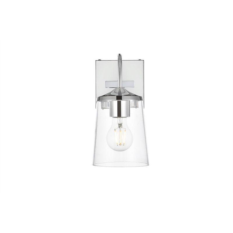 Living District Avani 1-Light Iron & Glass Bath Sconce in Chrome and Clear