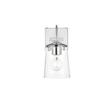 Living District Avani 1-Light Iron & Glass Bath Sconce in Chrome and Clear