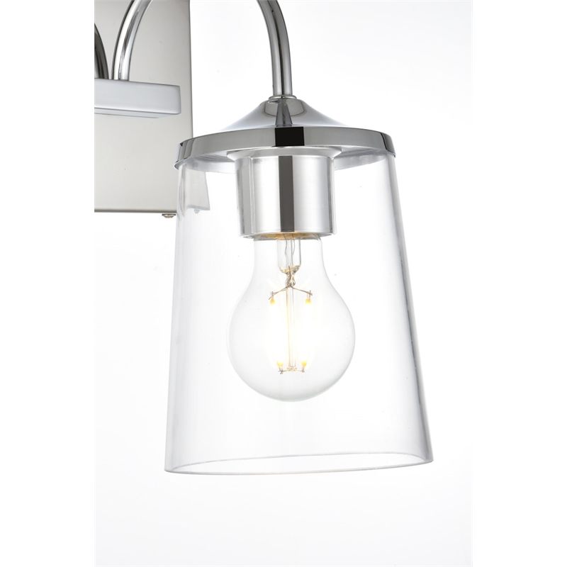 Living District Avani 1-Light Iron & Glass Bath Sconce in Chrome and Clear