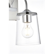 Living District Avani 1-Light Iron & Glass Bath Sconce in Chrome and Clear