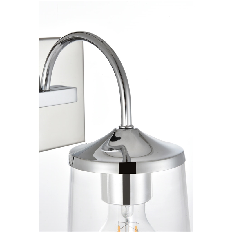 Living District Avani 1-Light Iron & Glass Bath Sconce in Chrome and Clear