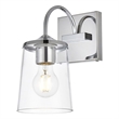 Living District Avani 1-Light Iron & Glass Bath Sconce in Chrome and Clear