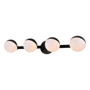 Living District Majesty 4-Light Metal Bath Sconce in Black/Frosted White
