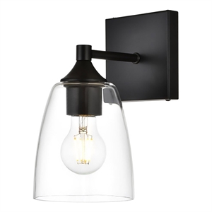 Living District Gianni 1-Light Iron & Glass Bath Sconce in Black/Clear