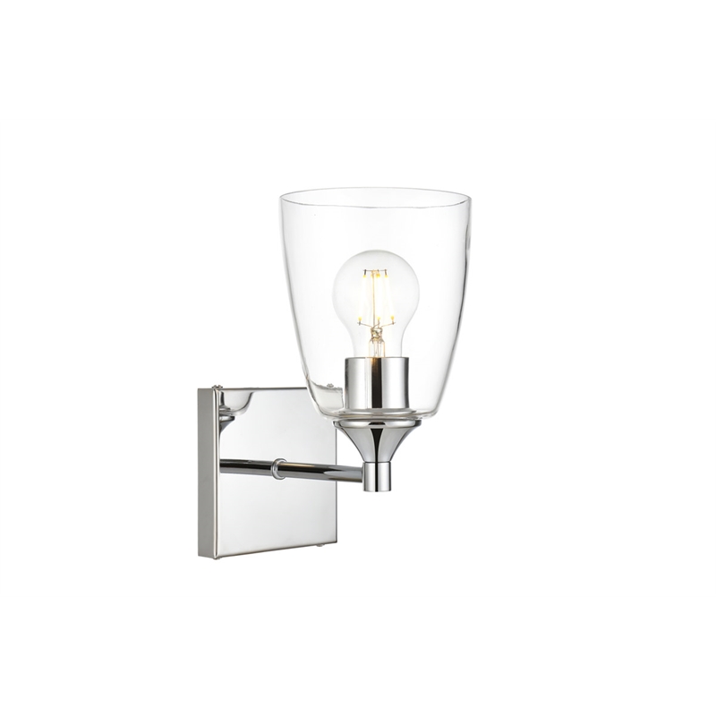 Living District Gianni 1-Light Iron & Glass Bath Sconce in Chrome/Clear