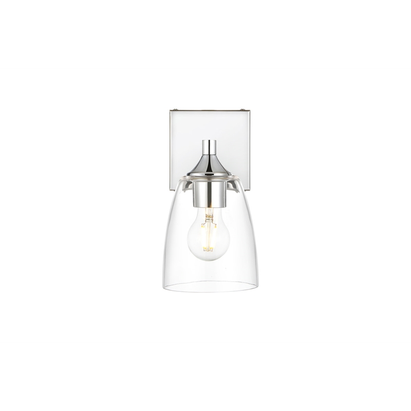 Living District Gianni 1-Light Iron & Glass Bath Sconce in Chrome/Clear