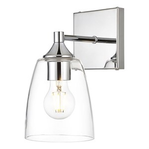Living District Gianni 1-Light Iron & Glass Bath Sconce in Chrome/Clear