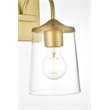 Living District Avani 1-Light Iron & Glass Bath Sconce in Brass and Clear