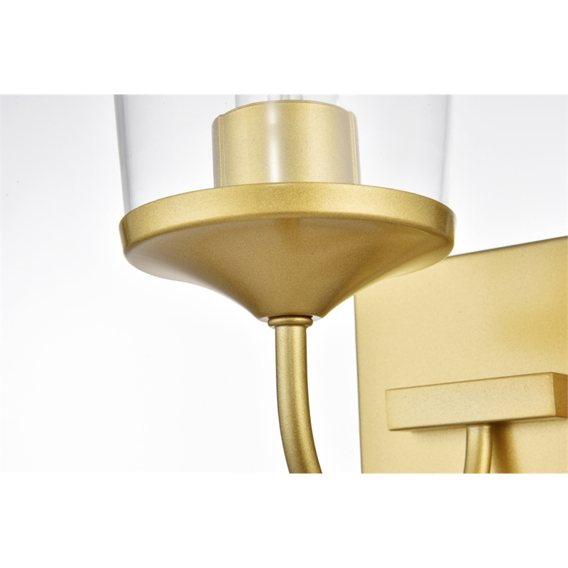 Living District Avani 1-Light Iron & Glass Bath Sconce in Brass and Clear