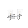 Living District Avani 2-Light Iron & Glass Bath Sconce in Chrome and Clear
