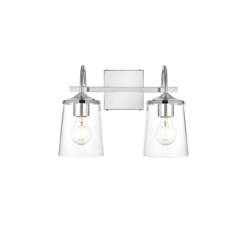 Living District Avani 2-Light Iron & Glass Bath Sconce in Chrome and Clear
